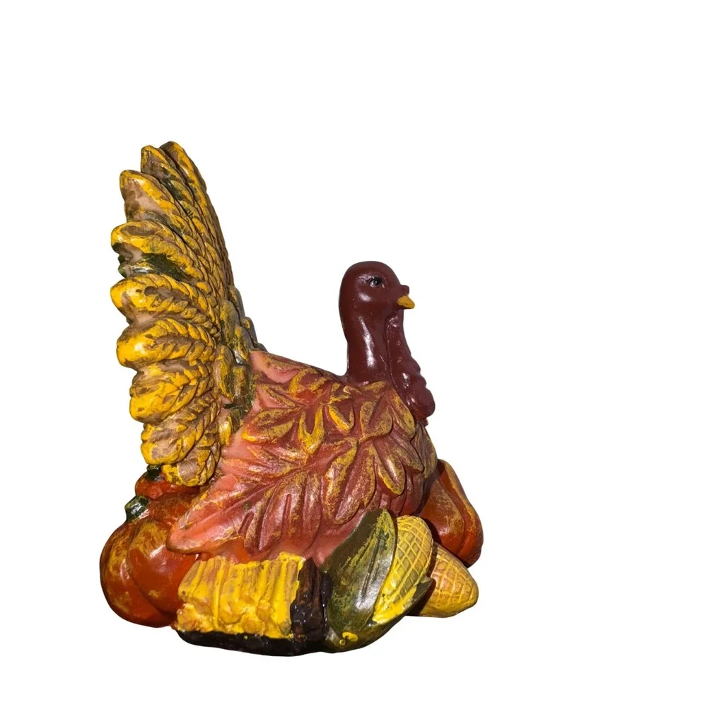 Unbranded Turkey Figurine Small Multicolor Resin Harvest Pumpkins Thanksgiving